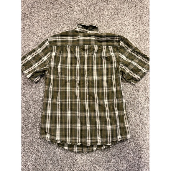 Carhartt Mens‎ Plaid Short Sleeve Button Down Shirt Olive Green Large - Picture 2 of 8
